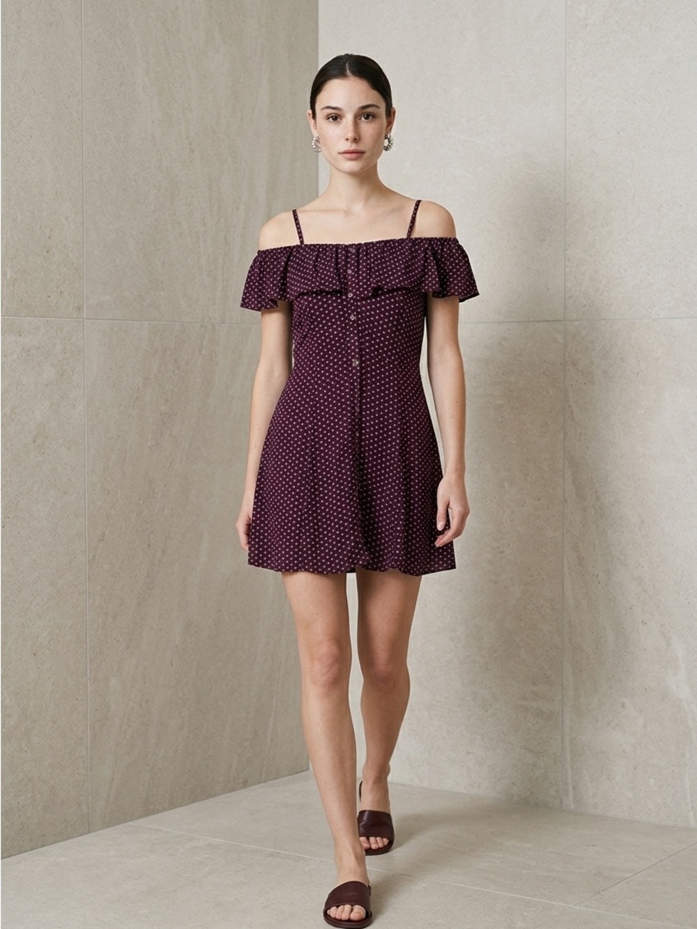 American Eagle Off Shoulder Polka Dress